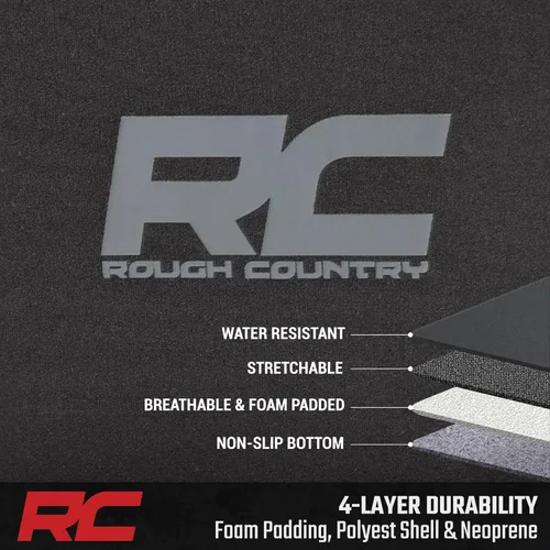Miniatura 7 de Rough Country Fundas de asiento de neopreno para Ford F-150, Lightning, F-250 y F-350 con cabina doble (2015-2025) con asiento tipo cubo delantero