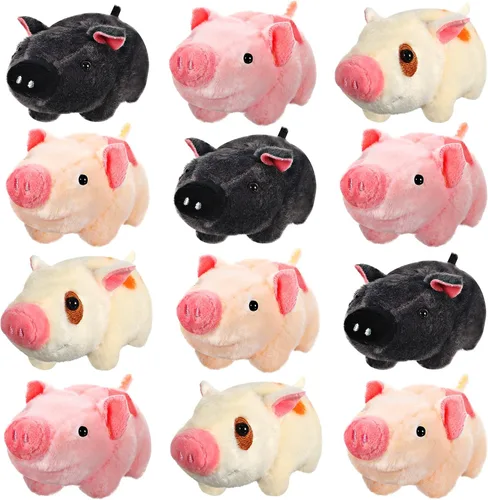 Miniatura 12 de Chalyna 12 Piezas Lindo Juguete de Animal de Peluche de 4 Pulgadas Mini Peluche Sirena Tigre Tortuga Cachorro Cerdo Alpaca Gato Adornos Muñeca