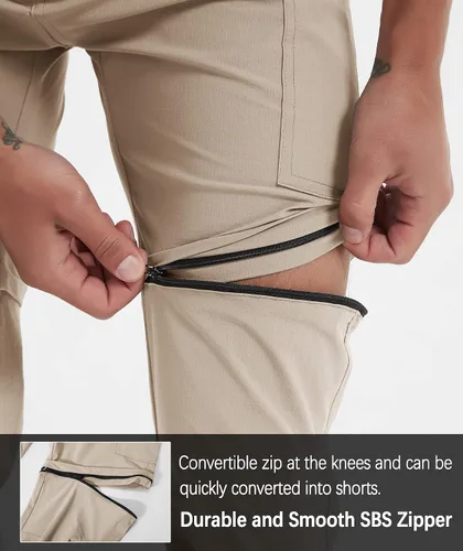 Miniatura 12 de Pantalones de senderismo para hombre, convertibles, con cremallera, ligeros, impermeables, de secado rápido, pesca al aire libre, viajes, safari