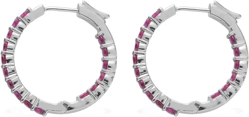 Miniatura 3 de Femme Luxe Pendientes de aro con piedras preciosas Inside-Out en plata, meses de piedra natal