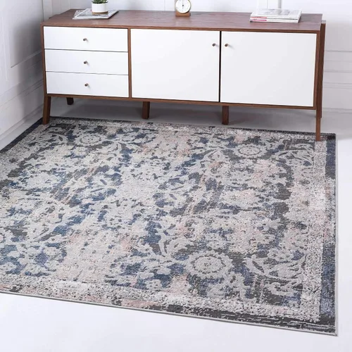 Miniatura 25 de Unique Loom Portland Collection - Alfombra Albany (2 pies 2 pulgadas x 8 pies, color azul/gris)