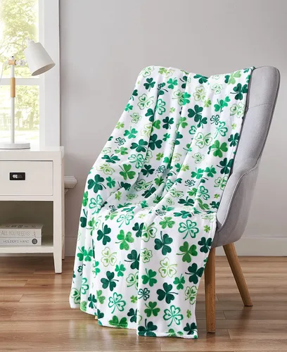 Miniatura 18 de Manta de forro polar suave para primavera de niñas y niños: bebés, pollitos, pájaros, flores en suave y acogedor amarillo, verde, rosa sobre fondo
