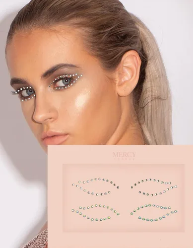 MERCY LONDON Delineador de ojos de cristal, accesorios de disfraz, gemas para la cara, joyas todo en uno, tocado de Halloween adhesivo