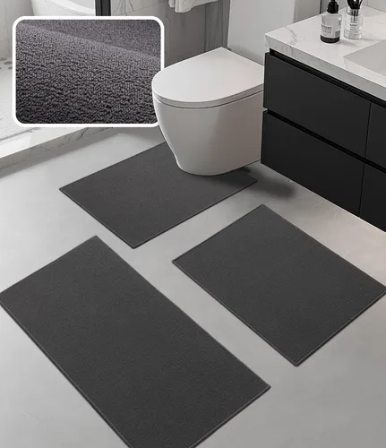 Miniatura 12 de YIHOUSE Juego de alfombras de baño 2 piezas, tapete de baño ultrafino adecuado para debajo de la puerta, tapete de baño absorbente de secado rápido