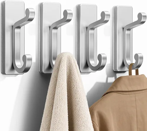 Miniatura 9 de Paquete de 6 ganchos negros autoadhesivos para pared, ganchos adhesivos para ropa, toallas, batas, llaves, bolso, mochila, ganchos resistentes
