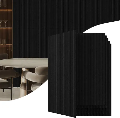 Miniatura 6 de Paquete de 6 paneles acústicos de pared, paneles absorbentes de sonido de 47.2 x 23.6 pulgadas, paneles decorativos a prueba de sonido para el nogal