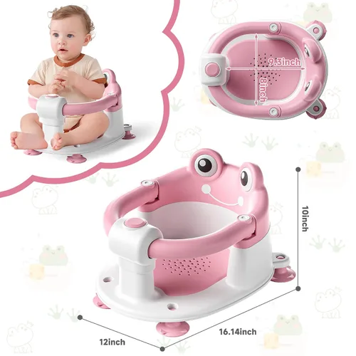 Miniatura 6 de Asiento de Baño para Bebés de 6 Meses y Más Asientos de Baño Antideslizantes para Niños Pequeños para Sentarse Silla de Bañera para Bebés con Rosa
