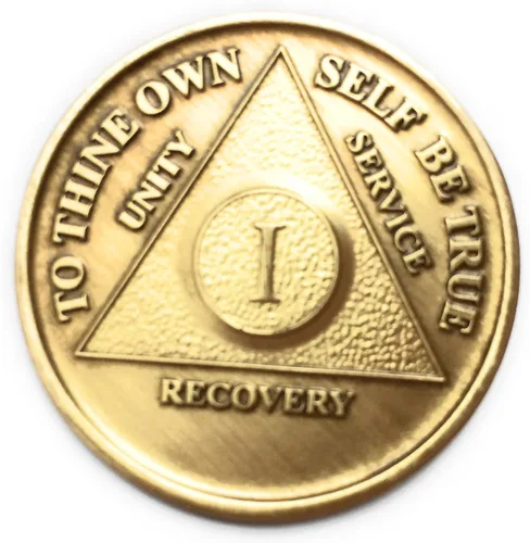 Miniatura 4 de 1 año de bronce AA (Alcohólicos Anónimos) Cumpleaños - Medallón de recuperación de aniversario/moneda/modelo de chip