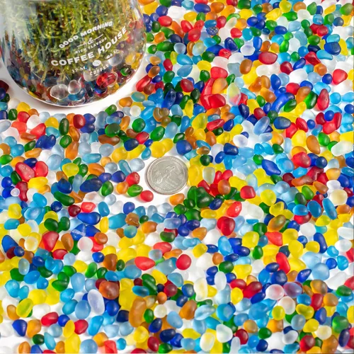Miniatura 2 de Piedras de vidrio marino de 6 a 0.354 in – Vidrio esmerilado irregular para rellenos de jarrones, grava de acuario y arte de resina Piedras