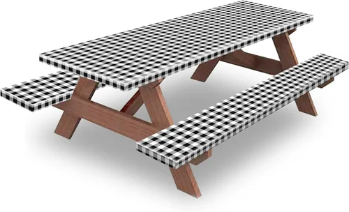 Miniatura 22 de Funda para Mesa y Banco de Picnic de 5 Pies, Esenciales de Camping Equipo para RV, 60 Pulgadas Impermeable Resistente al Viento Mantel Exterior