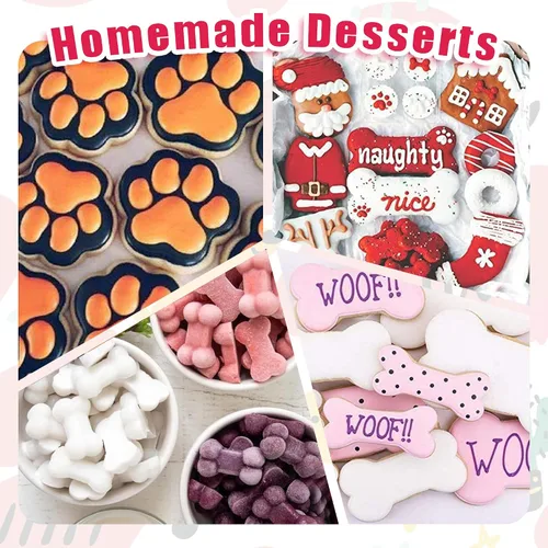 Miniatura 6 de Moldes de silicona para patas y huesos de cachorro, moldes para hornear, moldes de chocolate, molde de silicona para golosinas para perros, paquete