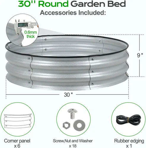 Miniatura 5 de Aoodor Cama de jardín elevada de metal de 9 pulgadas de alto y 30 pulgadas, maceta para exteriores y kit de jardín elevado para verduras, flores
