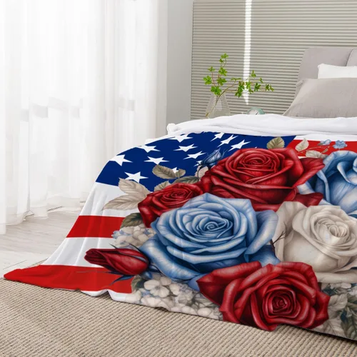 Miniatura 42 de YeeJu Manta de bandera estadounidense para bebé, patriótica para el 4 de julio, Día de los Caídos, 4 de julio, manta de forro polar para niños