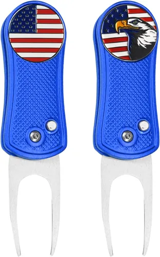 Miniatura 14 de FINGER TEN Herramienta de reparación de golf Divot y marcador de bola, paquete económico, plegable de acero inoxidable magnético con botón