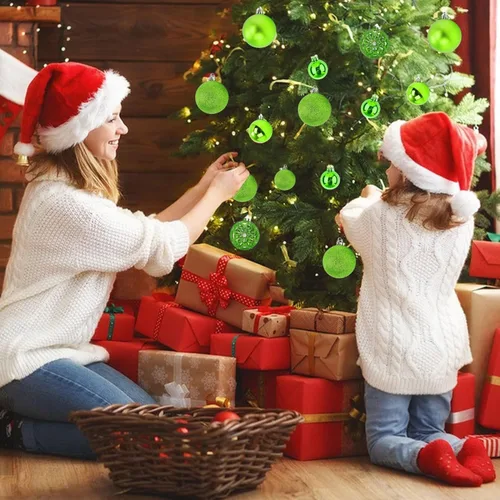 Miniatura 4 de NJN 100 piezas de juego de adornos de bolas de Navidad, adornos verde manzana para decoración de árbol de Navidad, adornos colgantes de plástico