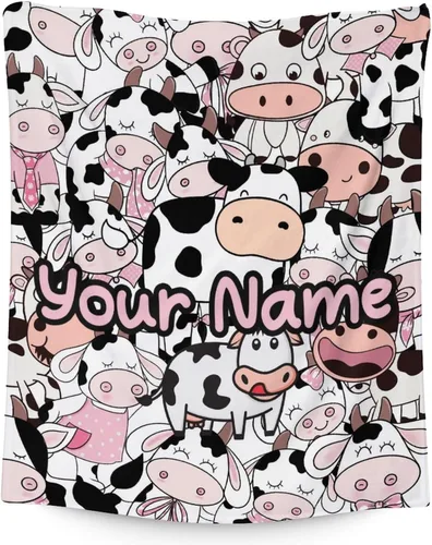 Miniatura 9 de Manta de vaca para niñas pequeñas, tamaño de regazo de 30 x 40 pulgadas, manta de felpa suave y peluda para regalo, manta negra linda para cama, sofá
