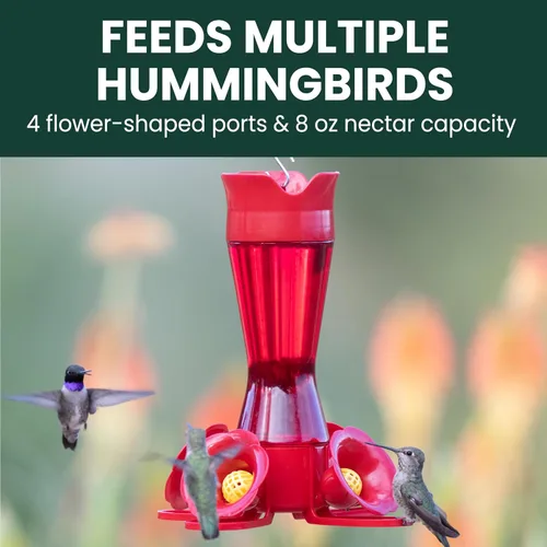 Miniatura 8 de Perky-Pet Comedero rojo para colibríes, diseño de cintura para facilitar la alimentación, comedero para colibríes para exteriores, 403CP, capacidad
