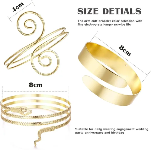 Miniatura 2 de THUNARAZ Gold Arm Cuff Bracelet for Women Arm Bracelet Upper Arm Band Bangle Bracelet Minimalist Simple Adjustable Greek Armlet Wedding Party Jewelry