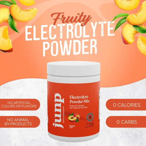 Miniatura 4 de JUNP - Polvo de electrolitos sin azúcar ni carbohidratos, mezcla de bebida de electrolitos keto de melocotón jugoso fresco de huerto, polvo