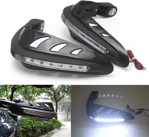 Miniatura 5 de Protector de manillar, 1 par de protectores universales de motocicleta para motocross, un juego de combinación de protector de manillar con luz LED