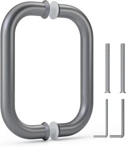 Miniatura 13 de Ranbo Manija tubular de puerta de ducha de 8 pulgadas (CTC) de oro pulido, acero inoxidable 304 de 1/4 a 1/2 pulgadas de grosor y puertas de madera