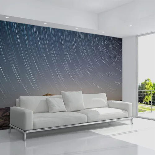 Murales de pared 3D de estrellas de montañas, cielo nocturno, arte mural para despegar y pegar, calcomanías de pared extraíbles para sala de estar,