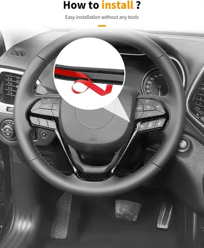 Miniatura 6 de Hoolcar Cubierta para volante de consola central, decoración de panel de salpicadero para Jeep Grand Cherokee 2014-2020, fibra de carbono