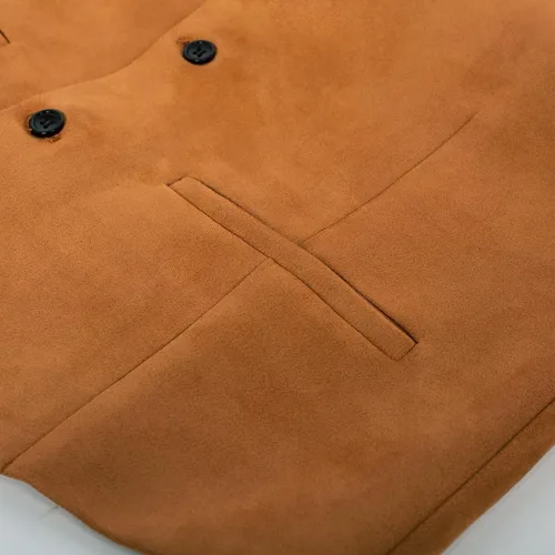 Miniatura 4 de Chaleco de traje de cuero de ante para hombre, chaleco bordado casual, ajustado, chaleco occidental