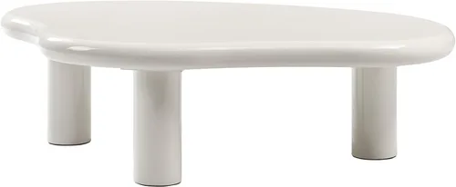 Miniatura 7 de HULALA HOME Mesa de centro moderna inspirada en la nube con parte superior lacada asimétrica, patas ajustables y esquinas redondeadas, mesa central