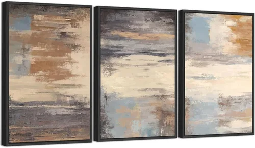 Miniatura 9 de ASDCEUTICALS Lienzo grande para pared, cuadros abstractos marrones para sala de estar, decoración de pared retro estética, pinturas rústicas, obras