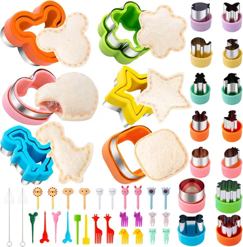 Miniatura 9 de Cortador de sándwiches para el almuerzo de los niños, 22 piezas (GRANDE), máquina de sándwiches de Nifogo y juego de cortadores de galletas