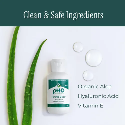 Miniatura 4 de pH-D Feminine Health Femme Glide Lubricante personal Fórmula hidratante a base de agua que incluye aloe vera orgánico, vitamina E y ácido