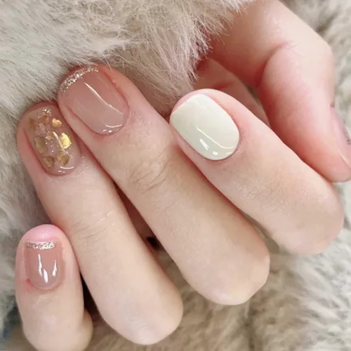 Miniatura 12 de Hkanlre - Uñas postizas cortas a presión con forma de almendra, uñas falsas de acrílico blancas brillantes, uñas postizas de cobertura completa
