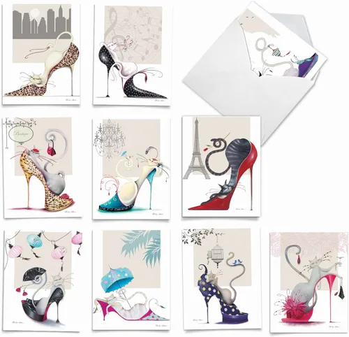 Miniatura 13 de The Best Card Company - 10 adorables tarjetas de gato en blanco (4 x 5.12 pulgadas) - Lindos gatitos para mascotas, juego surtido de tarjetas