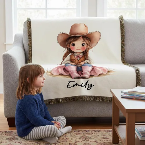Miniatura 5 de Manta con nombre de vaquera occidental para bebé, manta personalizada para bebé, decoración de guardería, manta con nombre personalizado para niños