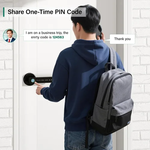 Miniatura 2 de Cerradura de puerta inteligente con huella digital sin llave con asa, cerradura electrónica digital con teclado de pantalla táctil, cerraduras