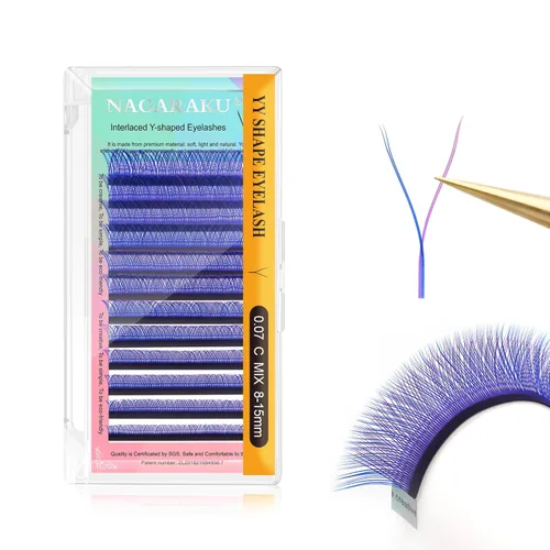 Miniatura 32 de Suministros de extensiones de pestañas NAGARAKU yy, pestañas falsas 0.05mm rizado D, bandeja mixta 8-12mm, prefabricadas 4D, abanico fácil, volumen