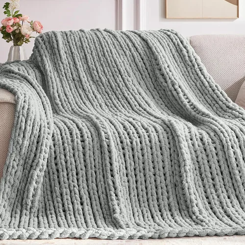Miniatura 10 de Negwoo - Manta de punto grueso, de felpilla, para cama y sofá, manta de ganchillo hecha a mano, grande y gruesa, lavable a máquina, bonita y cómoda