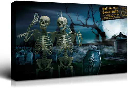 Miniatura 44 de Denozer - Pintura artística de pared de Halloween, impresión artística sobre lienzo para dormitorio, sala de estar, decoración de pared del hogar