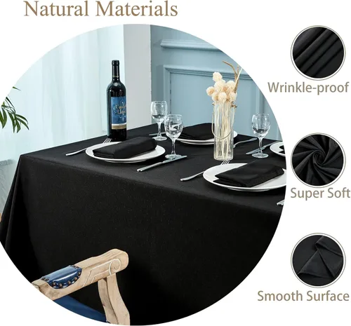 Miniatura 3 de Mebakuk Mantel Rectangular de Lino Estilo Granja, Impermeable, Anti-encogimiento, Suave y Resistente a las Arrugas, Cubierta de Mesa Decorativa