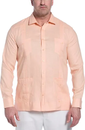 Miniatura 18 de Cubavera Camisa Guayabera de manga larga con cuatro bolsillos para hombre, 100 % de lino, detalle de pinzas, ajuste relajado