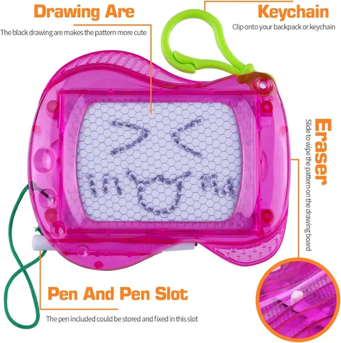 Miniatura 6 de Paquete de 30 mini tableros magnéticos de dibujo para niños (6 colores), clip para llavero, dibujo de garabatos, bloc de escritura, relleno