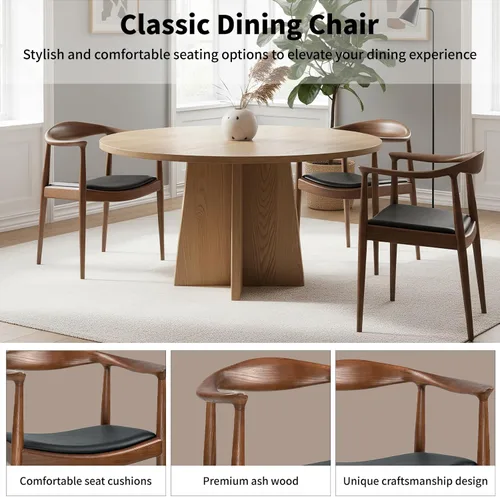 Miniatura 6 de Kennedy - Sillón de comedor moderno de mediados de siglo, silla Kennedy tapizada de poliuretano, sillón de madera de fresno para sala de estar, Nogal