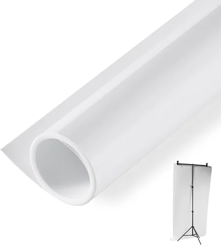 Miniatura 11 de Meking Telón de fondo de PVC blanco de 47.24 x 118.11 pulgadas para fotografía, fondo sin costuras de vinilo de PVC mate y reflectante para sesión