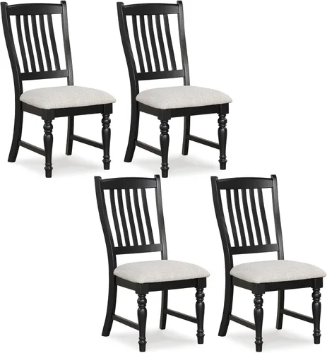 Miniatura 11 de Giantex Juego de 4 sillas de comedor de madera, sillas de cocina de granja con marco de madera maciza, carga máxima de 355 libras, sillas laterales