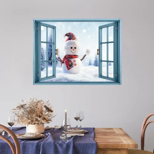 Miniatura 33 de wall26 Adhesivo de Pared Papá Noel Llevando Regalos Ventana Abierta Mural, No Se Despega y No Se Pega, Papel Tapiz No Tejido Decorativo