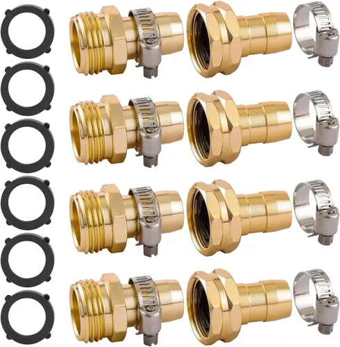 Miniatura 8 de Juego de 2 conectores de reparación de manguera de jardín con abrazaderas, apto para accesorio de manguera de jardín de 3/4" o 5/8", púa de 5/8" x