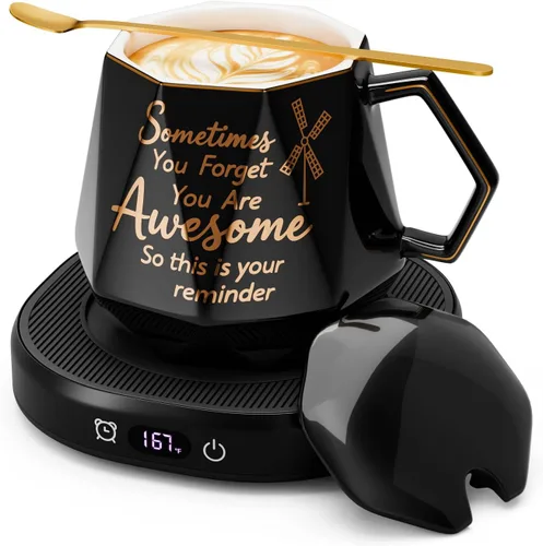 You're Awesome Juego de Calentador de Tazas de Café, Calentador de Tazas de Café Eléctrico Inteligente para Escritorio de Oficina, 4 Ajustes de