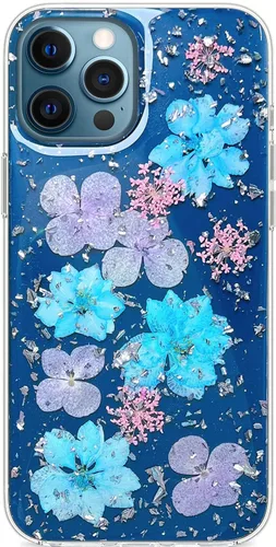 Miniatura 38 de Abbery - Funda diseñada para iPhone 12/12 Pro con purpurina, transparente y linda con diseño de mariposa, correa para la muñeca, brillante
