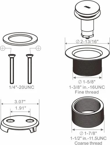 Miniatura 6 de WELLUP - Kit de conversión de drenaje de bañera con punta de bronce, kit de ajuste de drenaje de bañera con placa frontal de desbordamiento de dos